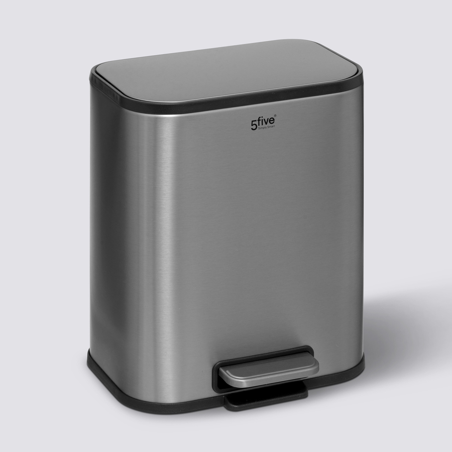Poubelle soft close métal 5l, argent 