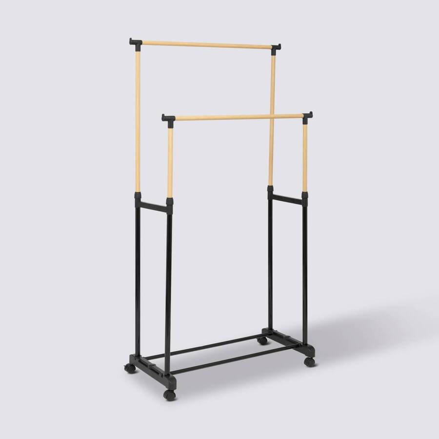 Portant à vêtements double métal et plastique Woody