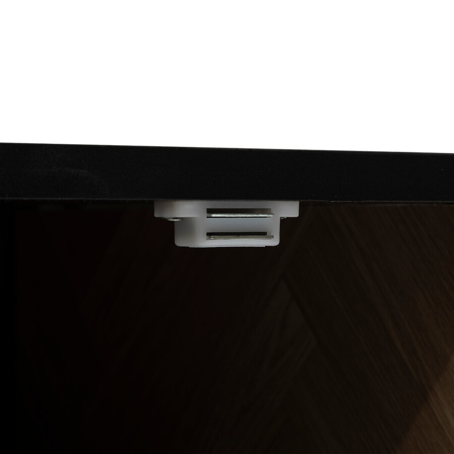 Meuble tv 3 portes sof close, effet bois et noir Chevrons