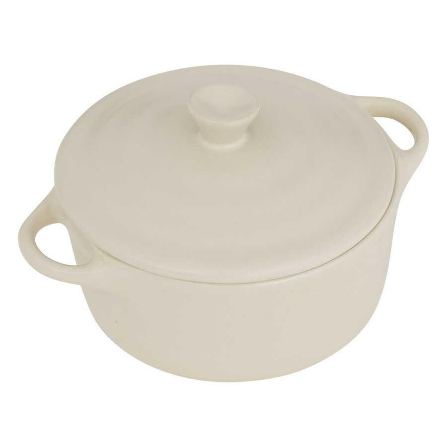 Cocotte ronde, céramique, 10 cm - blanc 