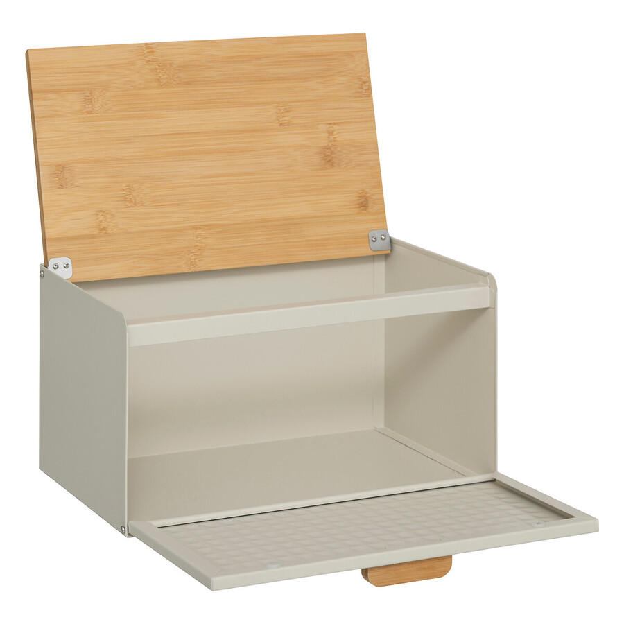 Boite à pain métal et bambou 35,5 cm, noir Sensia