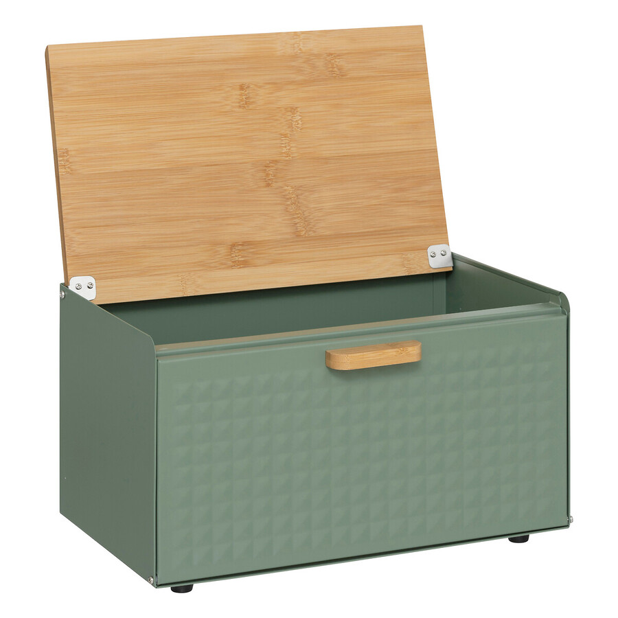 Boite à pain métal et bambou 35,5 cm, noir Sensia