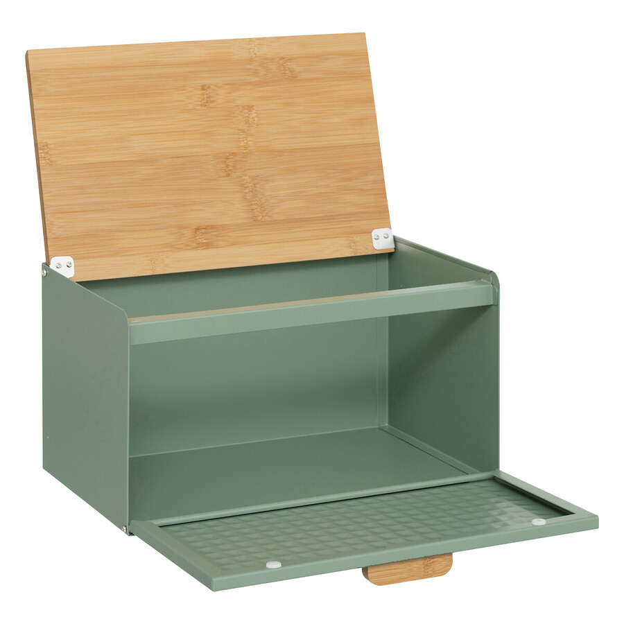 Boite à pain métal et bambou 35,5 cm, noir Sensia