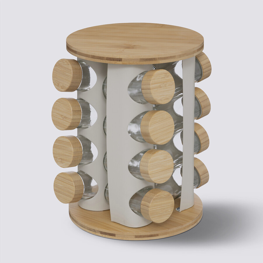 Présentoir à épices sur plateau tournant, bambou Sensia