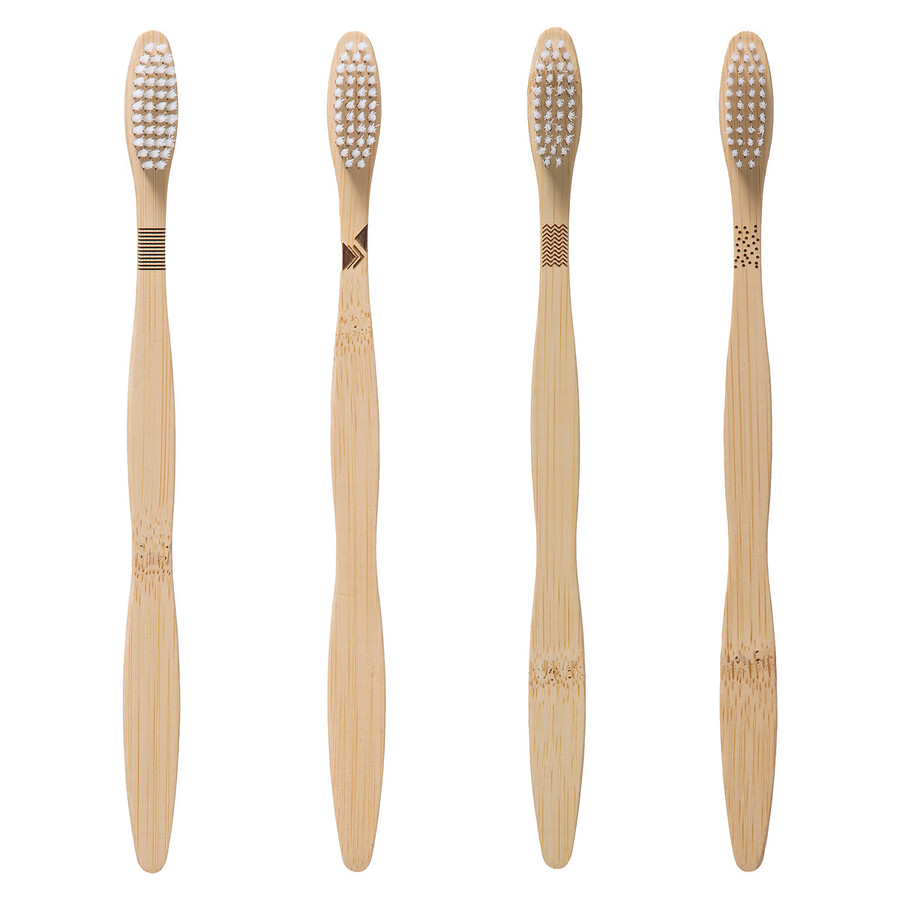 Lot de 4 brosses à dents, bambou