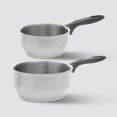 2 casseroles, inox, 14cm et 18cm 