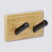 Patère adhésive 2 têtes métal et bambou Stiky