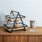 Etagère 2 niveaux avec anse, bambou Ordera