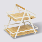 Etagère 2 niveaux avec anse, bambou Ordera