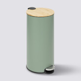 Poubelle ronde soft close couvercle bambou 30l, vert 