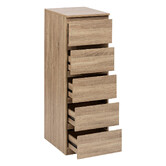 Chiffonier 5 tiroirs, effet bois naturel Dolo