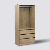 Dressing 3 tiroirs avec penderie, effet bois Dolo