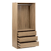 Dressing 3 tiroirs avec penderie, effet bois Dolo