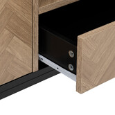 Meuble tv 3 portes sof close, effet bois et noir Chevrons