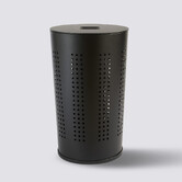 Corbeille à linge, métal et bois, 45l - noir Glass