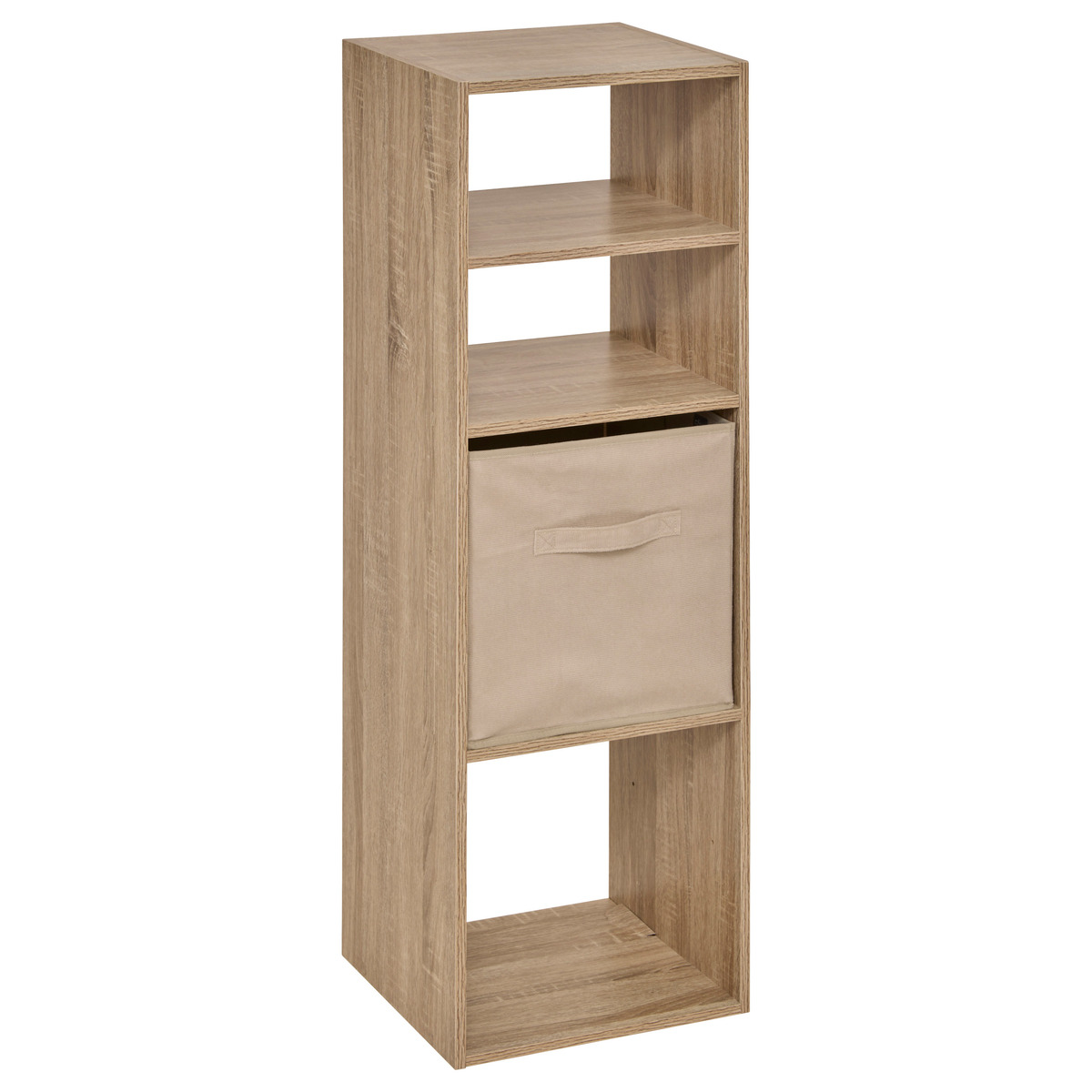 Étagère colonne 4 cases, effet chêne naturel Mix'n modul