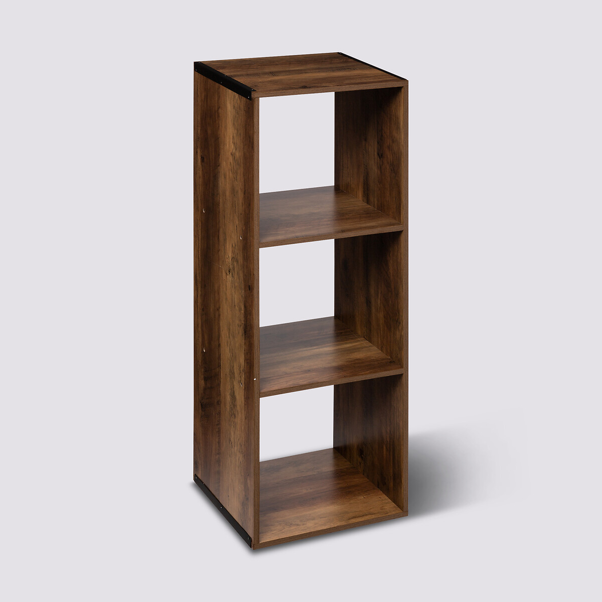 Étagère colonne 3 cases indus, effet bois foncé Mix'n modul