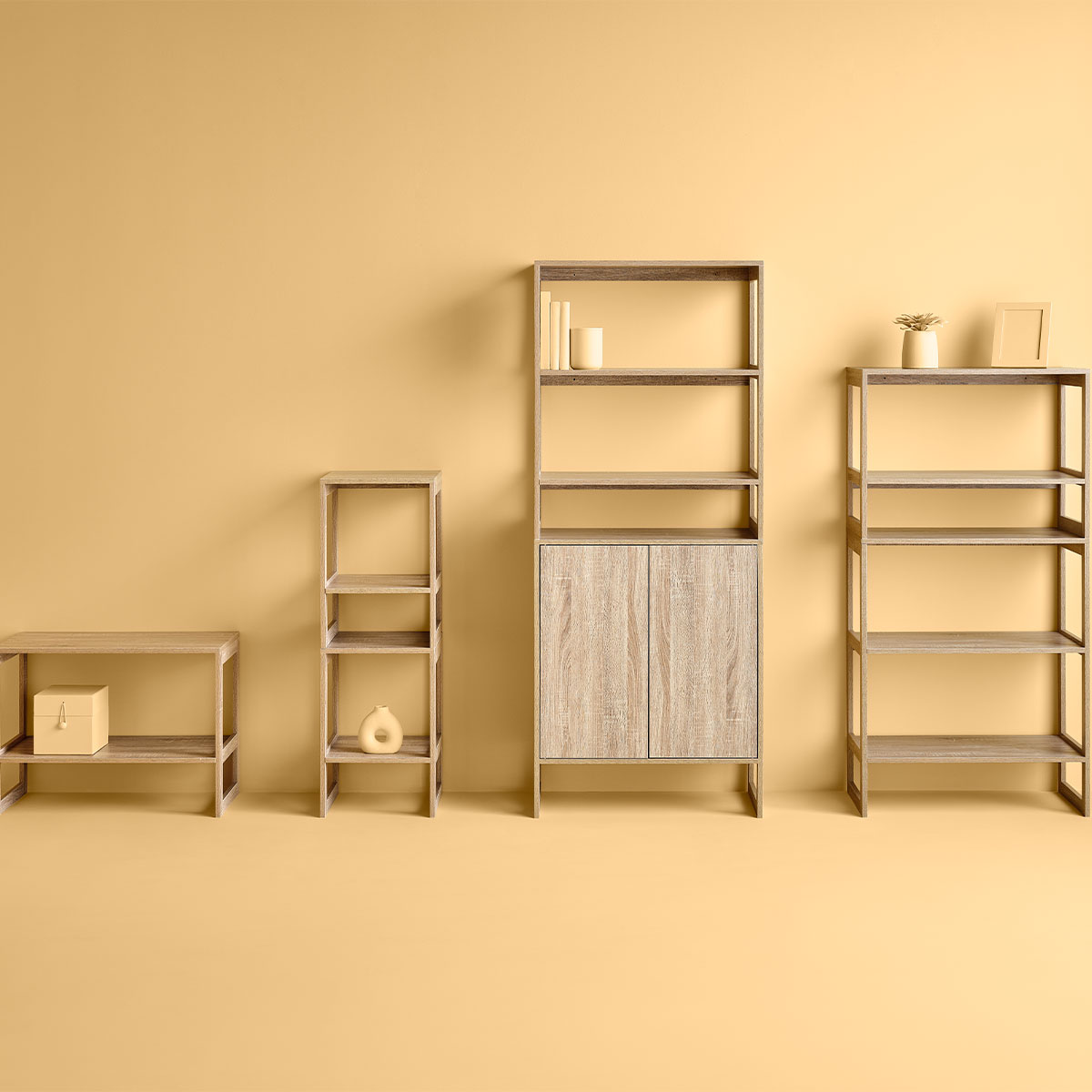 Étagère 4 cases empilables, effet chêne naturel Mix'n modul