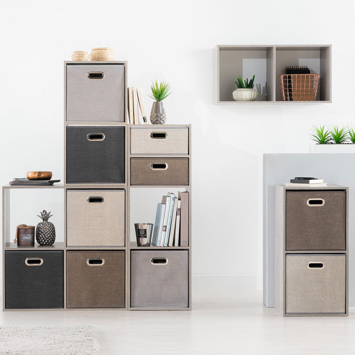 Étagère 4 cases, effet chêne naturel Mix'n modul