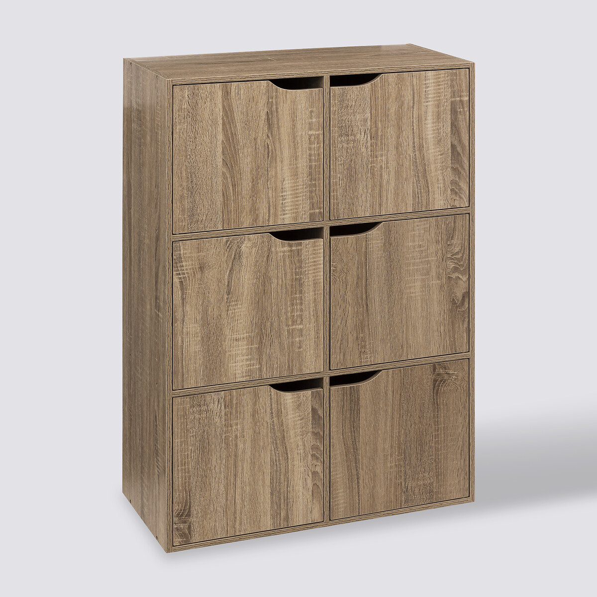 Étagère 6 cases porte, effet bois naturel Mix'n door