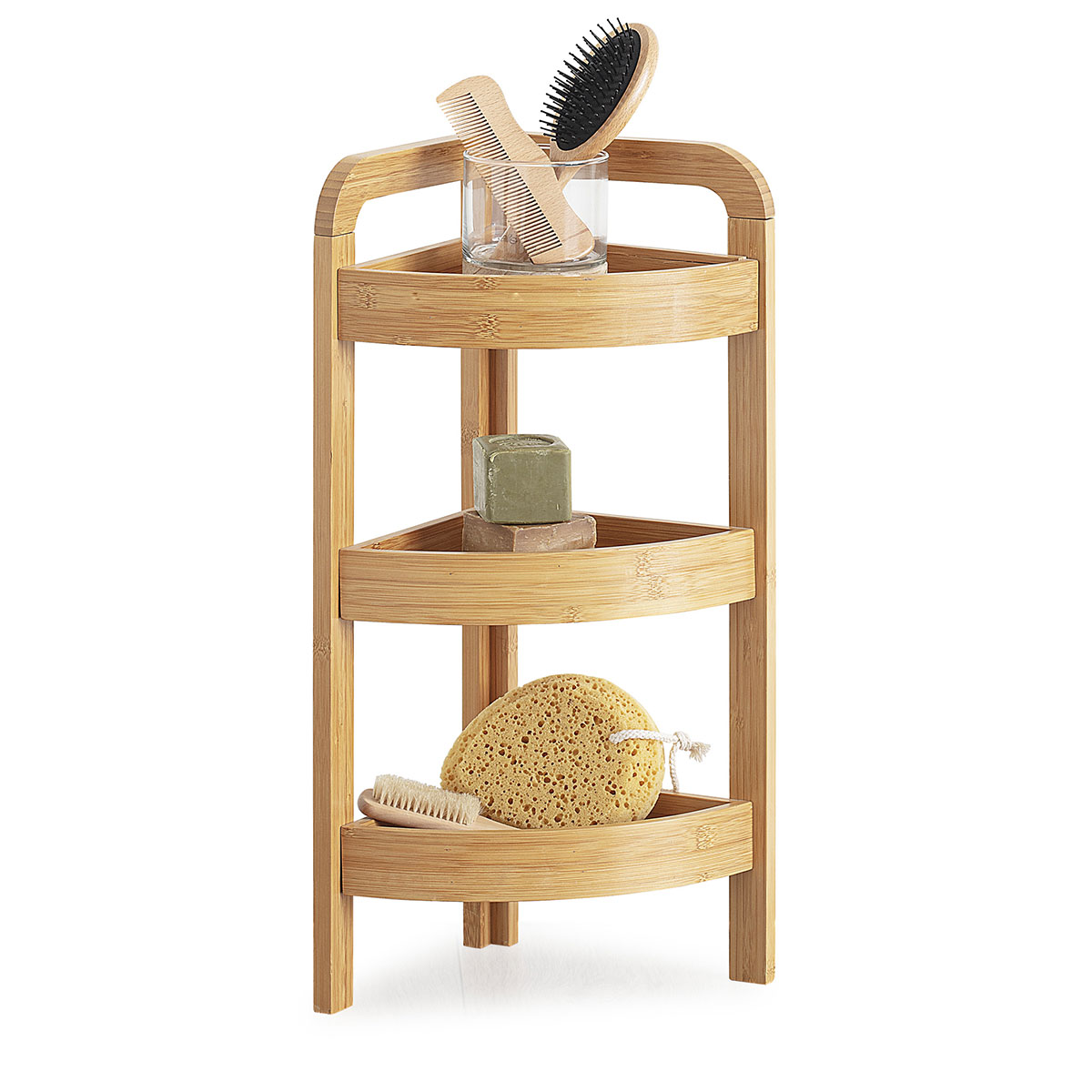 Étagère d'angle 3 niveaux 23 cm Bambou