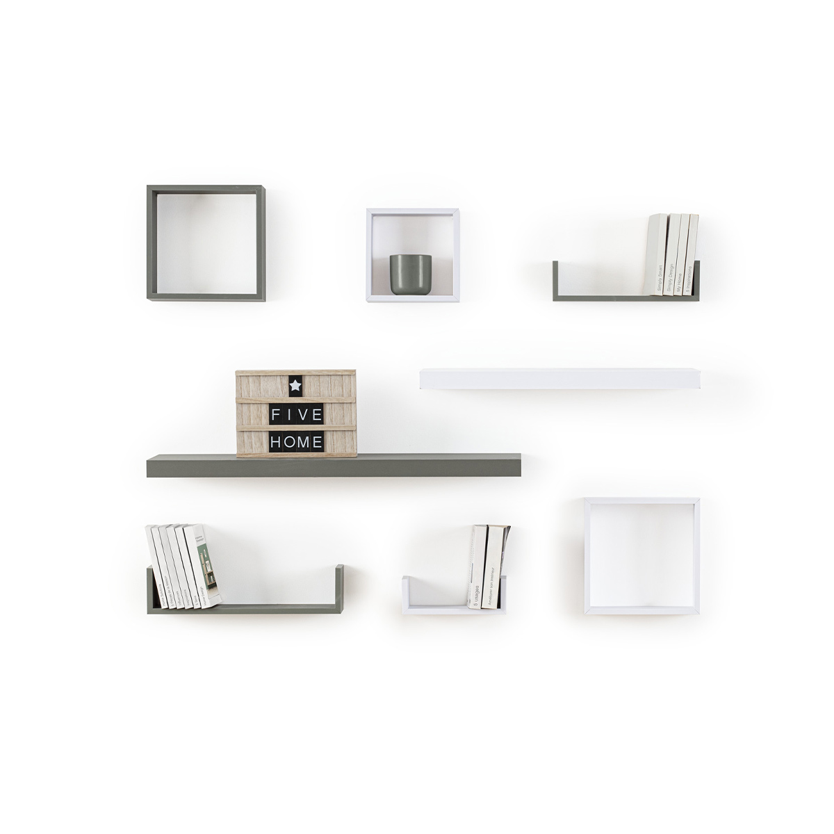 3 petites étagères murales cube, blanc Fixy