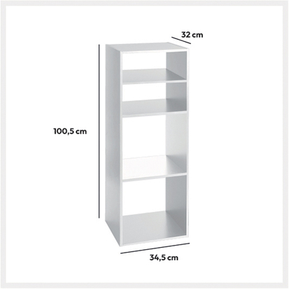 Étagère colonne 4 cases, blanc Mix'n modul