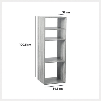 Étagère colonne 4 cases, effet chêne gris Mix'n modul