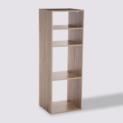 Étagère colonne 4 cases, effet chêne naturel Mix'n modul