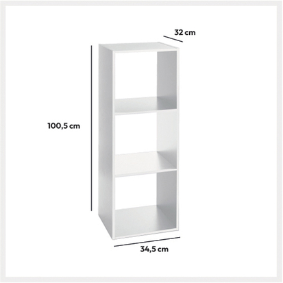 Étagère colonne 3 cases, blanc Mix'n modul