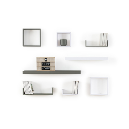 3 petites étagères murales cube, blanc Fixy