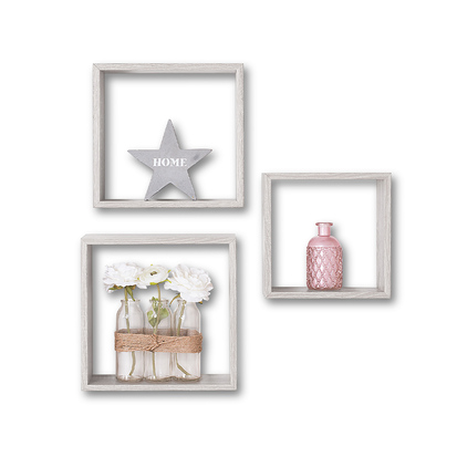 3 grandes étagères murales cube, effet chêne gris Fixy