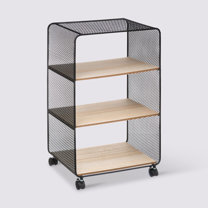 Étagère à roulettes 3 cases, noir 