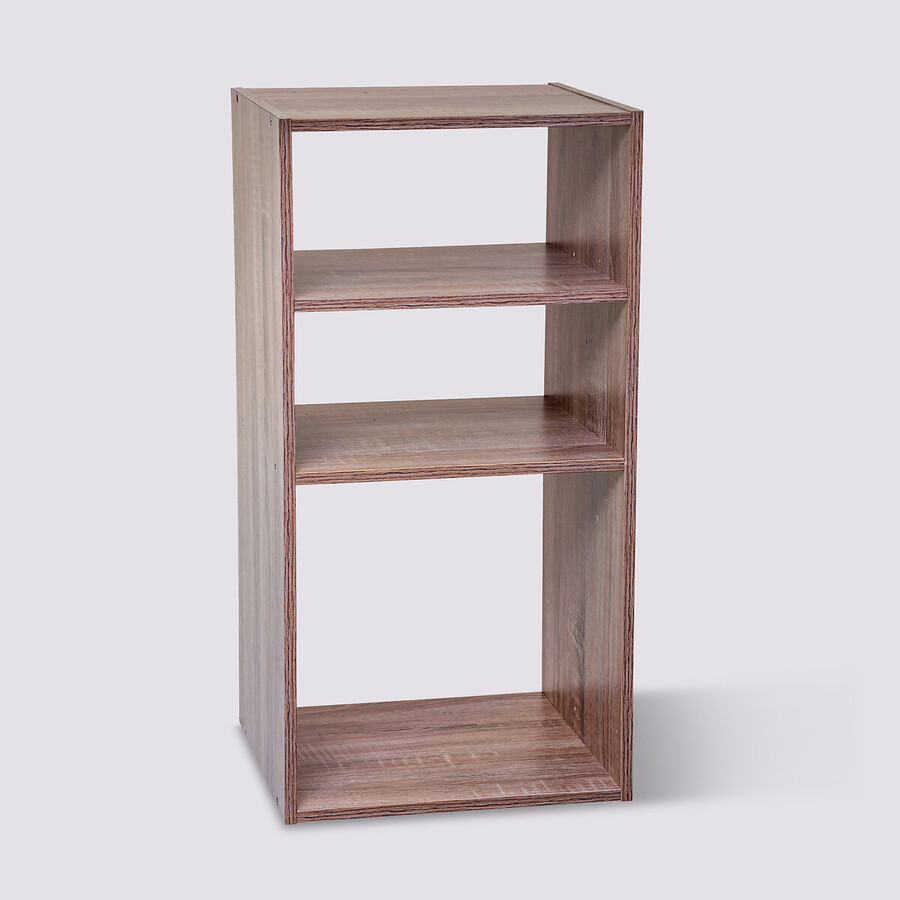 Étagères colonne 3 cases, effet chêne naturel Mix'n modul