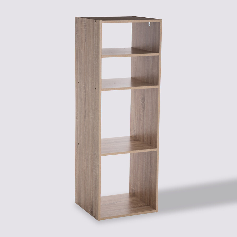 Étagère colonne 4 cases, effet chêne naturel Mix'n modul