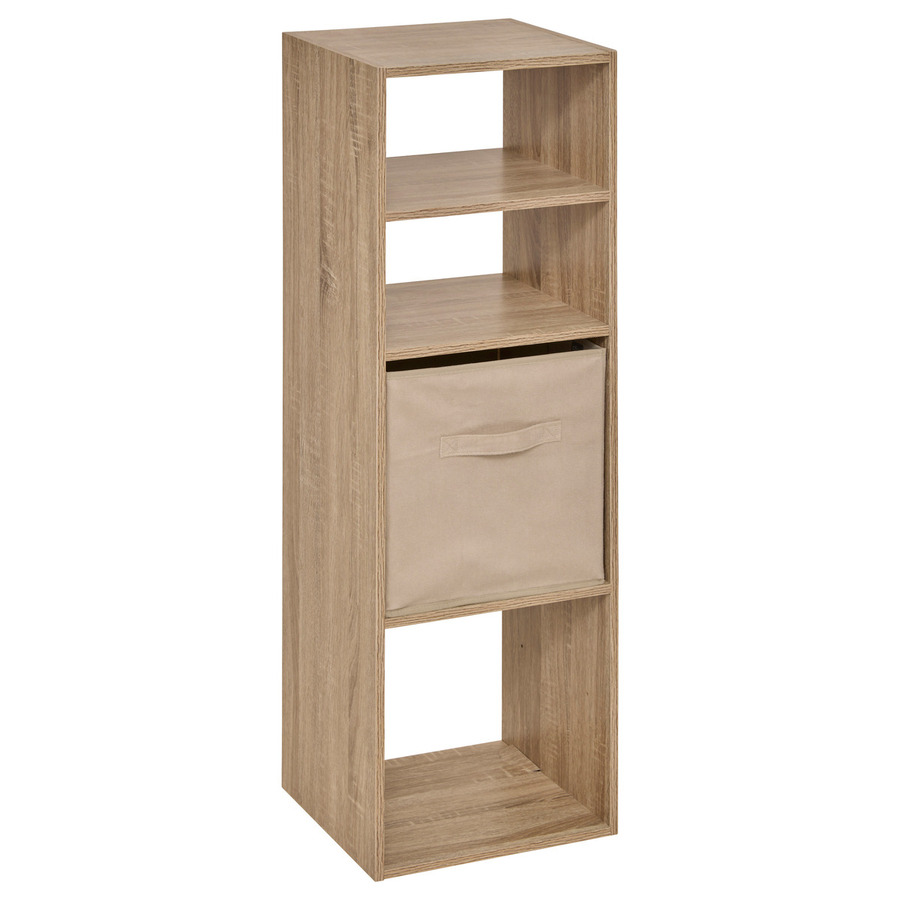 Étagère colonne 4 cases, effet chêne naturel Mix'n modul