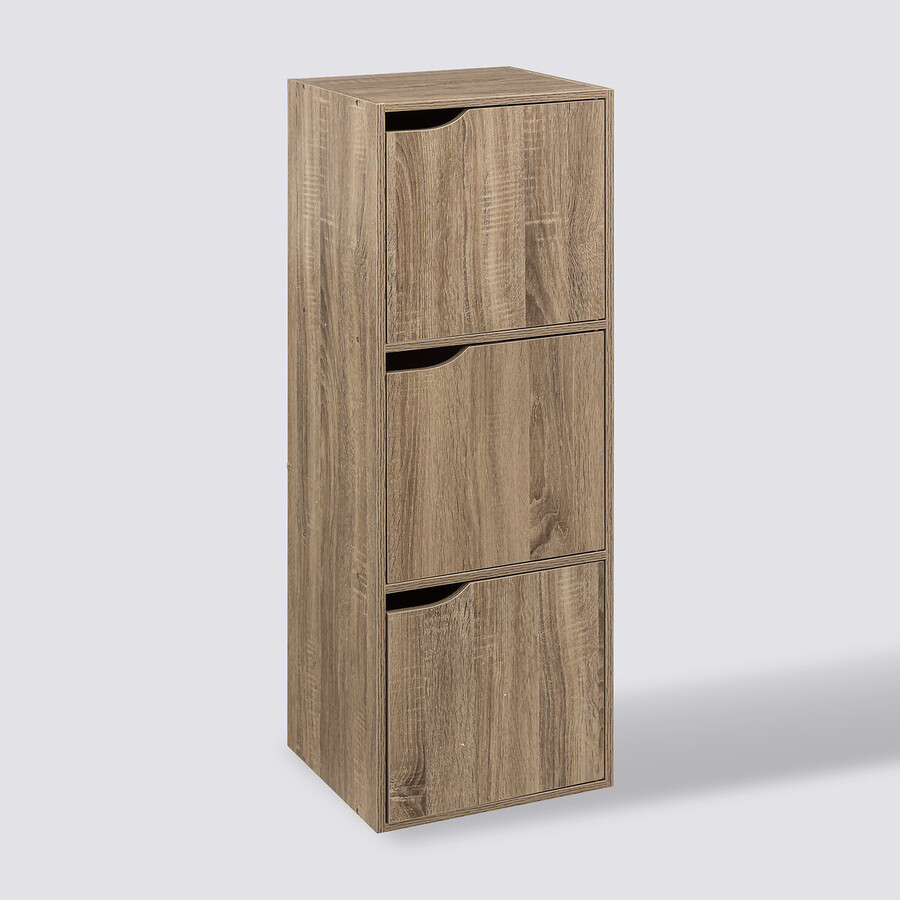 Étagère 3 cases avec portes, effet chêne naturel Mix'n door