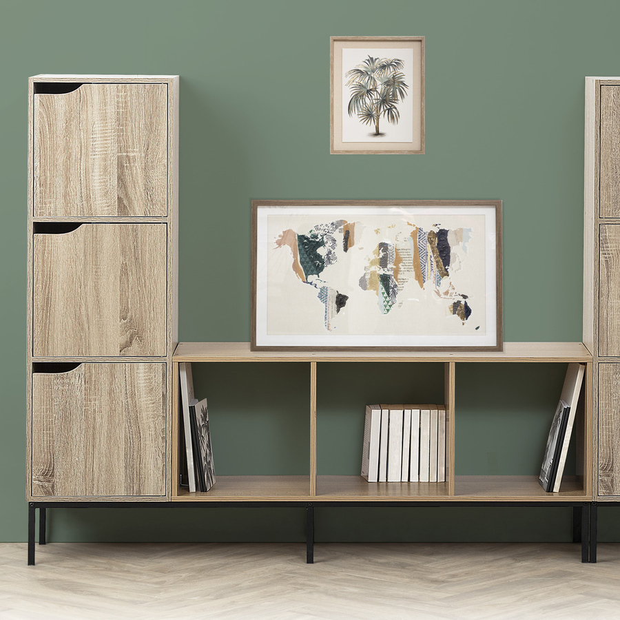 Étagère 3 cases avec portes, effet chêne naturel Mix'n door