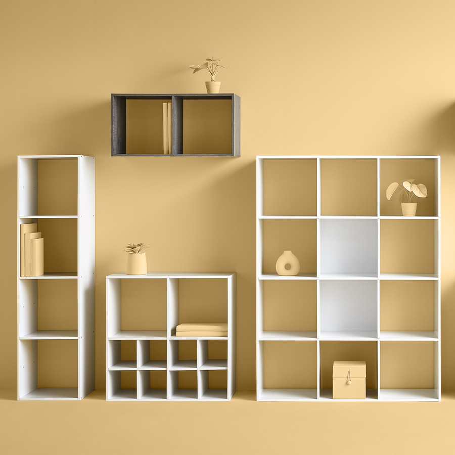 Étagère colonne 4 cases, blanc Mix'n modul