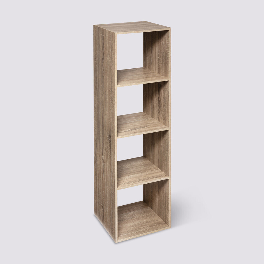 Étagère colonne 4 cases, effet chêne naturel Mix'n modul