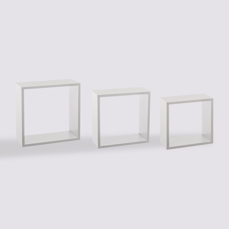 3 grandes étagères murales cube, blanc Fixy