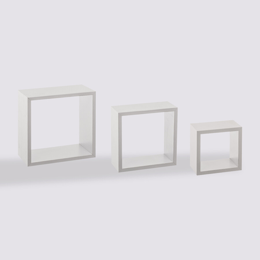 3 petites étagères murales cube, blanc Fixy
