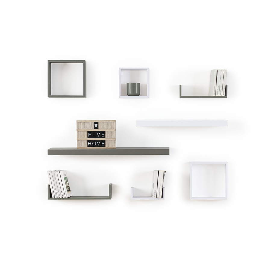 3 petites étagères murales cube, blanc Fixy