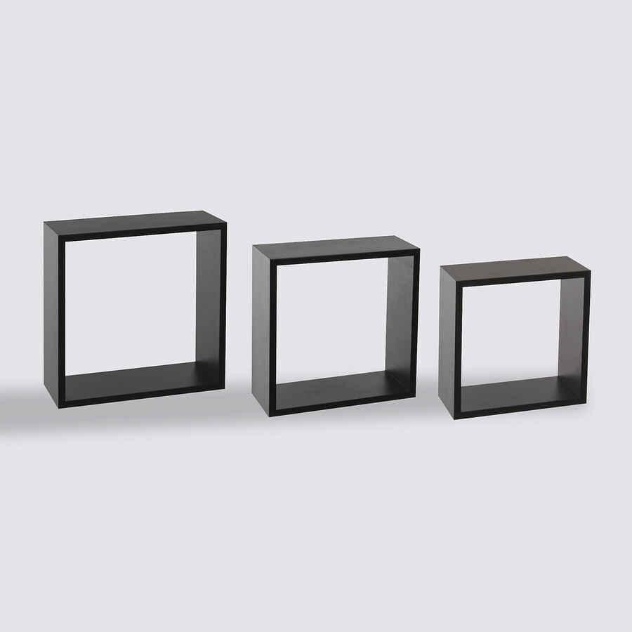 3 grandes étagères murales cube, noir Fixy