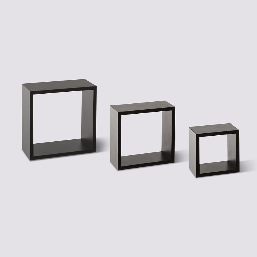 3 petites étagères murales cube, noir Fixy