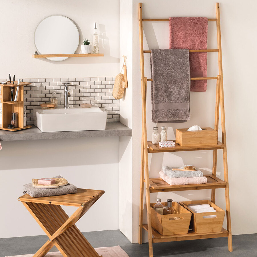 Étagère porte-serviettes 3 niveaux Bambou