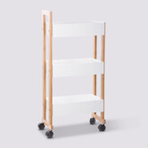 Desserte 3 niveaux à roulettes, bambou blanc Naturéo