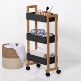 Desserte 3 niveaux à roulettes, bambou noir Naturéo
