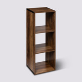 Étagère colonne 3 cases indus, effet bois foncé Mix'n modul