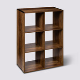 Étagère 6 cases indus, effet bois foncé Mix'n modul